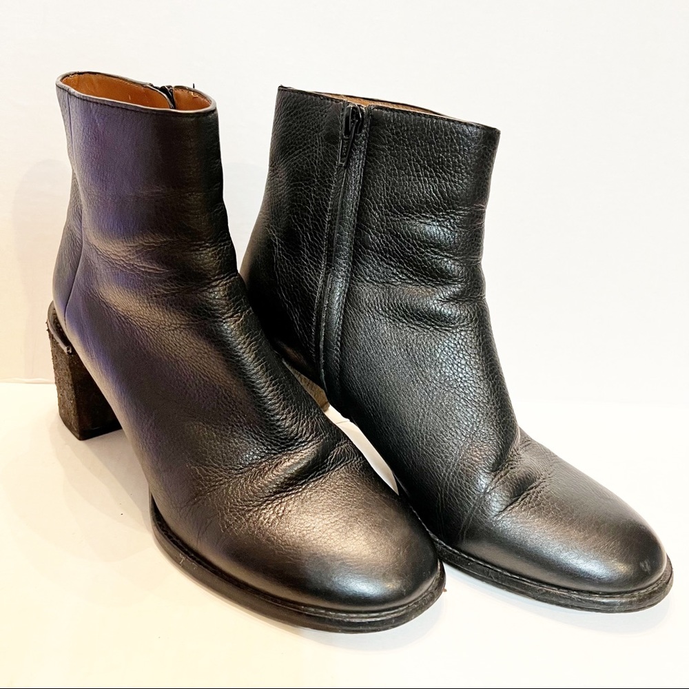 See by Chloe Black Leather Ankle Boots Textured Heel size 40